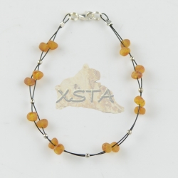 Amber bracelet with wire cognac color silver 925